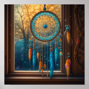 Dreamcatcher in Windows-Herbstlauben Poster