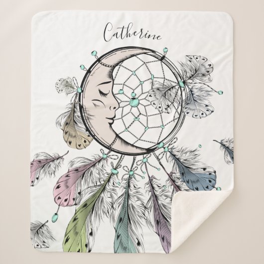Dreamcatcher-individuelle Name-Fleecedecke Sherpadecke (Vorderseite)