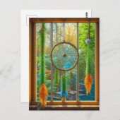 Dreamcatcher mit blauen, grünen und orangefarbenen postkarte (Vorne/Hinten)