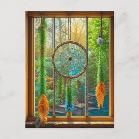 Dreamcatcher mit blauen, grünen und orangefarbenen postkarte (Vorderseite)