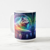 Dreamcatcher mit einem mystischen Wolf Kaffeetasse (Vorderseite Links)