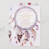 Dreamcatcher mit Feathers Girl Baby Dusche Einladung (Vorne/Hinten)