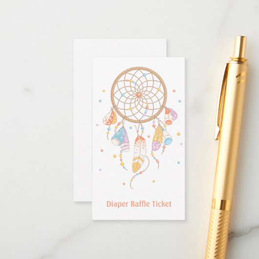 Dreamcatcher New Baby Showdiaper Raffle Ticket Begleitkarte (Vorderseite/Rückseite Beispiel)
