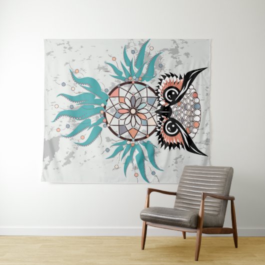 Dreamcatcher Owl Wandteppich (Beispiel (Horizontal))