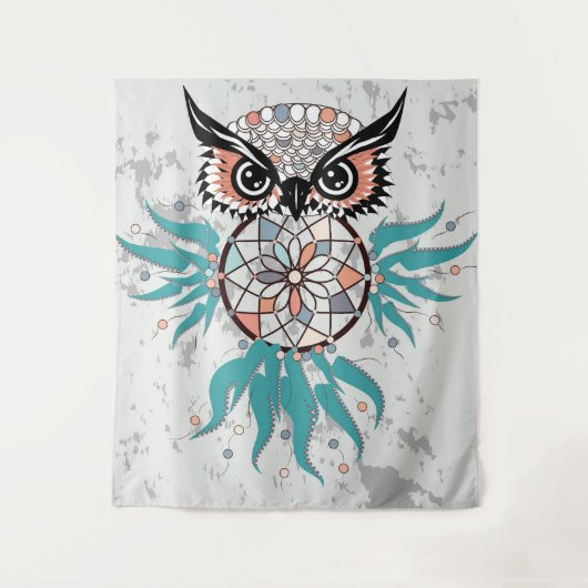 Dreamcatcher Owl Wandteppich (Vorderseite)