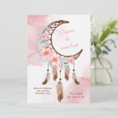 Dreamcatcher Pink Watercolor Schwangerschaft Ankün Ankündigung (Stehend Vorderseite)