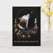 Dreamcatcher Raven and Wolf Birthday Karte (Gelbe Blume)