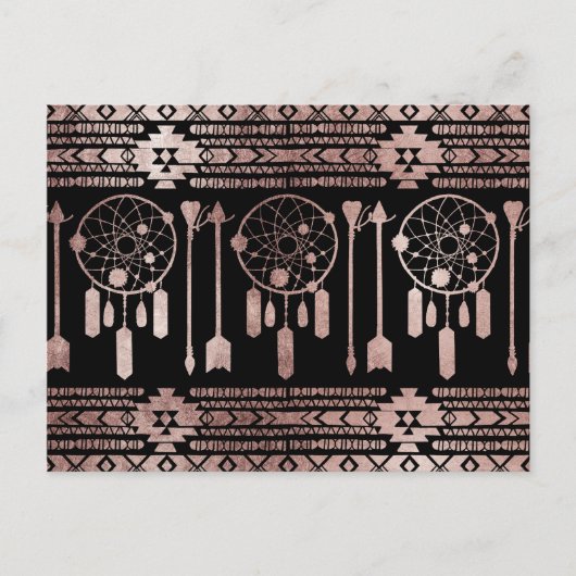 Dreamcatcher Rose Gold Tribal Aztec Postkarte (Vorderseite)