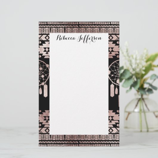 Dreamcatcher Rosen-Goldstammes- Azteke auf Briefpapier (Stehend Vorderseite)