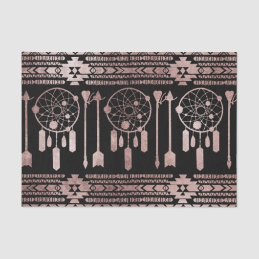 Dreamcatcher Rosen-Goldstammes- Azteke auf Seidenpapier (Vorderseite)