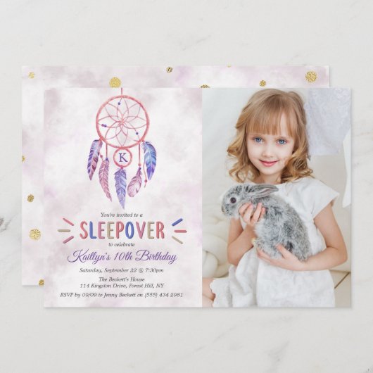 Dreamcatcher Sleepover Jegliches Geburtstags-Foto Einladung (Vorne/Hinten)