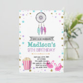 Dreamcatcher sleepover Party Einladung zum Geburts (Stehend Vorderseite)