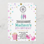 Dreamcatcher sleepover Party Einladung zum Geburts (Vorne/Hinten)