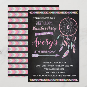 Dreamcatcher Slumber Party Einladung Chalkboard