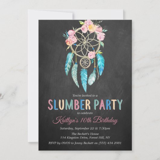 Dreamcatcher Slumber Party jeden Geburtstag Einladung (Vorderseite)