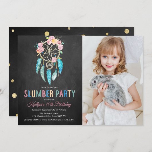 Dreamcatcher Slumber Party jedes Alters Geburtstag Einladung (Vorne/Hinten)