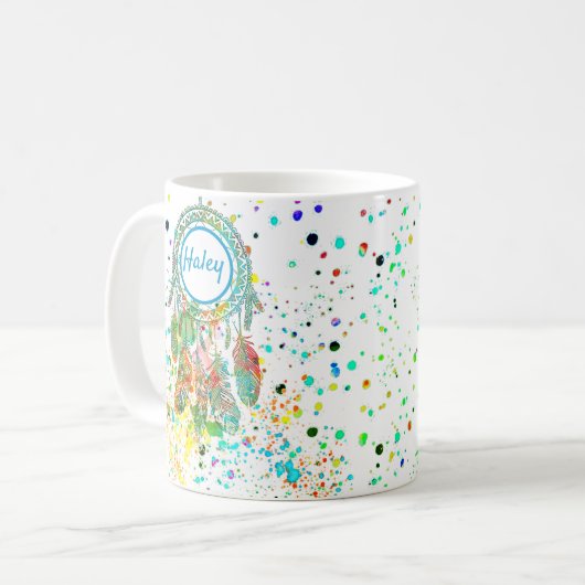 Dreamcatcher splatter personalized  coffee mug kaffeetasse (Vorderseite Links)