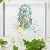 Dreamcatcher-Spritzer-Monogramm Küchentuch (Gefaltet)