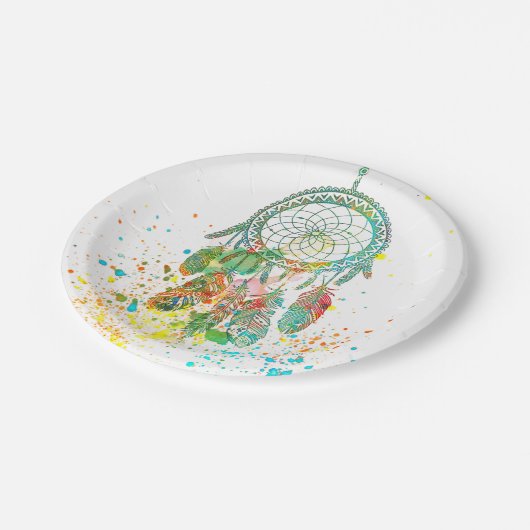 Dreamcatcher-Spritzer Pappteller (Schrägansicht)