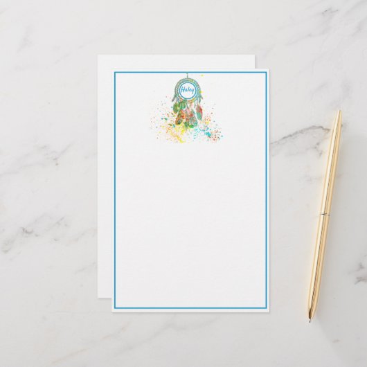 Dreamcatcher Spritzer personalisiert Briefpapier (Vorderseite/Rückseite Beispiel)