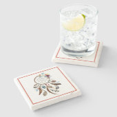 Dreamcatcher-Stammfedern & Blume Steinuntersetzer (Seitenansicht)