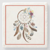 Dreamcatcher-Stammfedern & Blume Steinuntersetzer (Vorderseite)