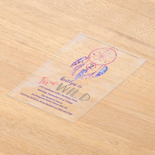 Dreamcatcher Two Wild 2. Geburtstag Acryleinladungen (Ablage )