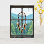 Dreamcatcher und Gebirge | Happy Birthday Karte (Gelbe Blume)