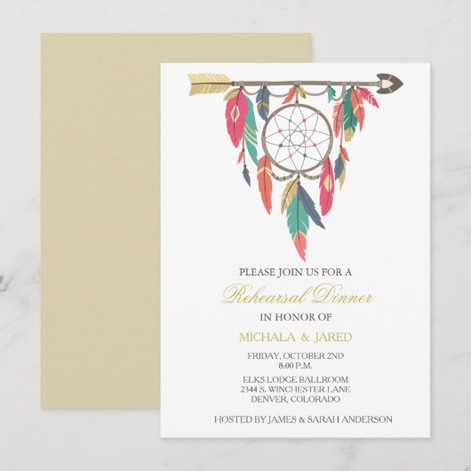 Dreamcatcher Wedding Probe Dinner Einladung (Vorne/Hinten)