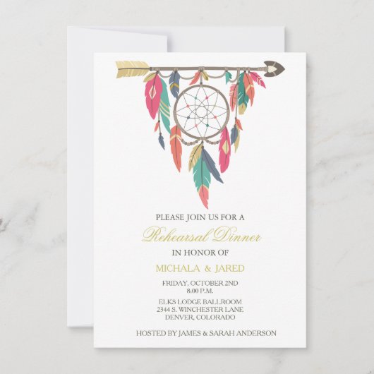 Dreamcatcher Wedding Probe Dinner Einladung (Vorderseite)