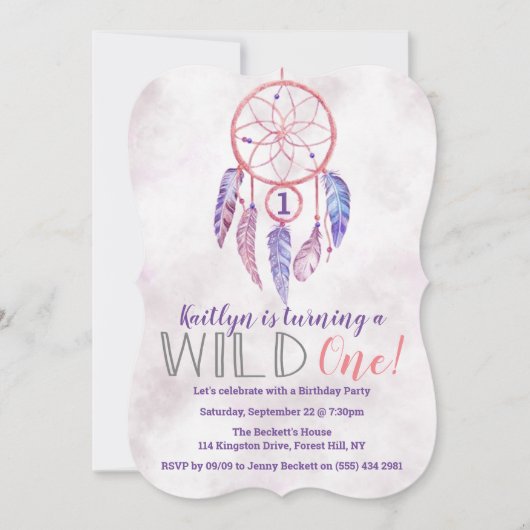 Dreamcatcher Wild Einladung zum 1. Geburtstag (Vorderseite)