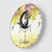 Dreamcatcher with cat | Follow your dreams Große Wanduhr (Winkel)