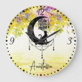 Dreamcatcher with cat | Follow your dreams Große Wanduhr (Vorderseite)