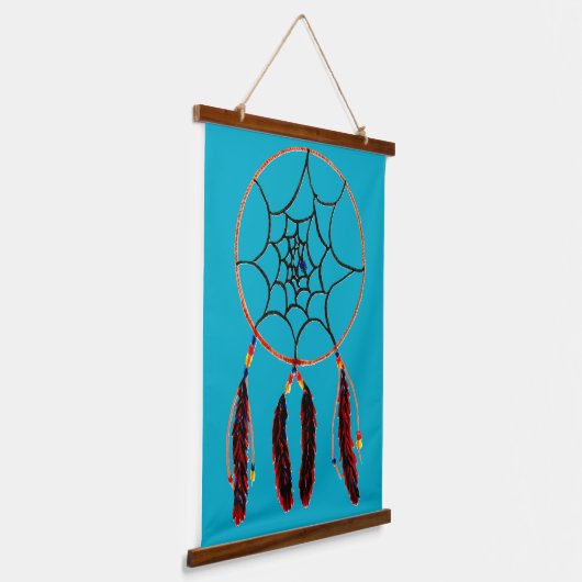 Dreamcatcher Wood Topped Wall Tapestory Wandteppich Mit Holzrahmen (Gewinkelt)