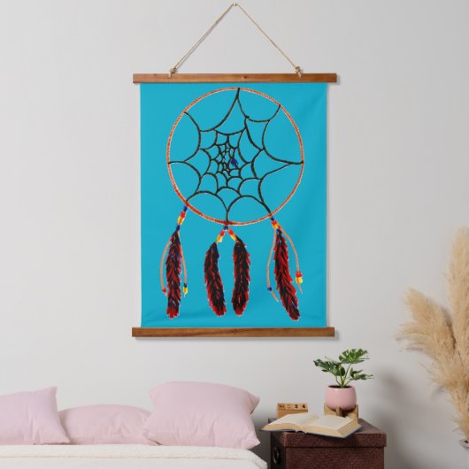 Dreamcatcher Wood Topped Wall Tapestory Wandteppich Mit Holzrahmen (Schlafzimmer)