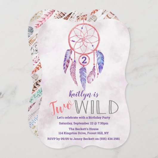 Dreamcatcher Zwei Wild 2. Geburtstagseinladungen Einladung (Vorne/Hinten)