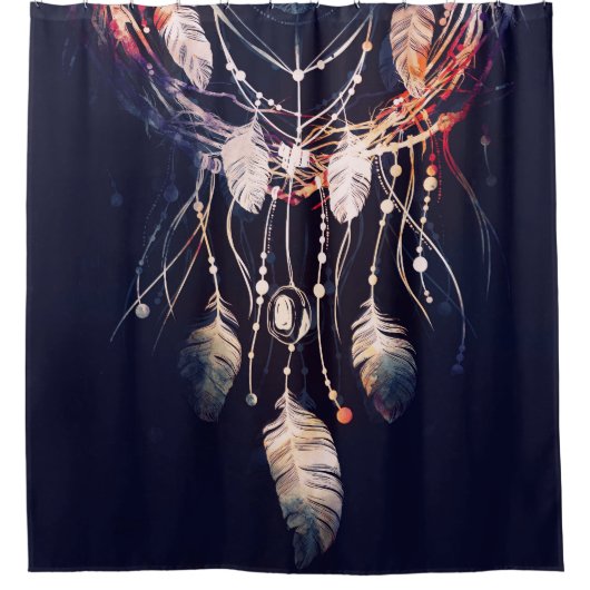 Dreamcatcher, Zweige, boho Stil, digitale Kunst. Duschvorhang (Vorderseite)