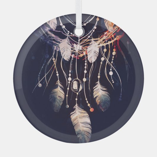 Dreamcatcher, Zweige, boho Stil, digitale Kunst. Ornament Aus Glas (Vorderseite)