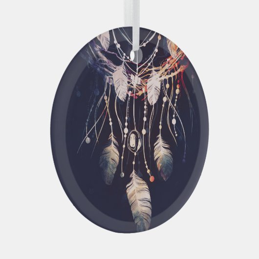 Dreamcatcher, Zweige, boho Stil, digitale Kunst. Ornament Aus Glas (Vorderseite Rechts)