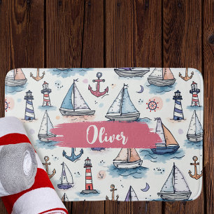 Dreame Skizzen von Sailboats Anchors & Lighthouses Badematte