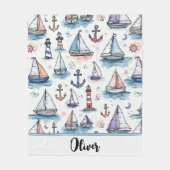 Dreame Skizzen von Sailboats Anchors & Lighthouses Fleecedecke (Vorderseite)