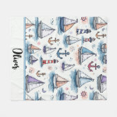 Dreame Skizzen von Sailboats Anchors & Lighthouses Fleecedecke (Vorderseite (Horizontal))
