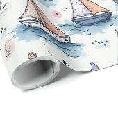 Dreame Skizzen von Sailboats Anchors & Lighthouses Geschenkpapier (Rolleneckpunkt)