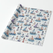 Dreame Skizzen von Sailboats Anchors & Lighthouses Geschenkpapier (Ungerollt)