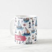 Dreame Skizzen von Sailboats Anchors & Lighthouses Kaffeetasse (Vorderseite Links)