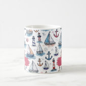 Dreame Skizzen von Sailboats Anchors & Lighthouses Kaffeetasse (Mittel)