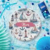 Dreame Skizzen von Sailboats Anchors & Lighthouses Pappteller (Party)