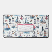 Dreame Skizzen von Sailboats Anchors & Lighthouses Schreibtischunterlage (Tastatur & Maus)