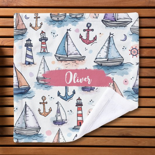 Dreame Skizzen von Sailboats Anchors & Lighthouses Waschlappen
