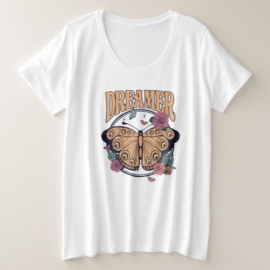 Dreamer Butterfly Große Größe T-Shirt (Design vorne)